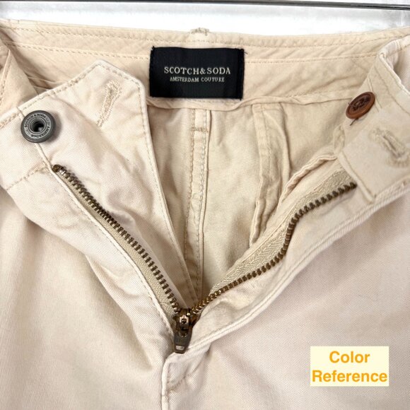 Scotch & Soda Flat Front 9" Chino Stretch Shorts Mens 28 Beige Cream - Picture 2 of 11